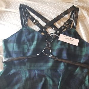 Rosegal Plus Size Dress Green Plaid